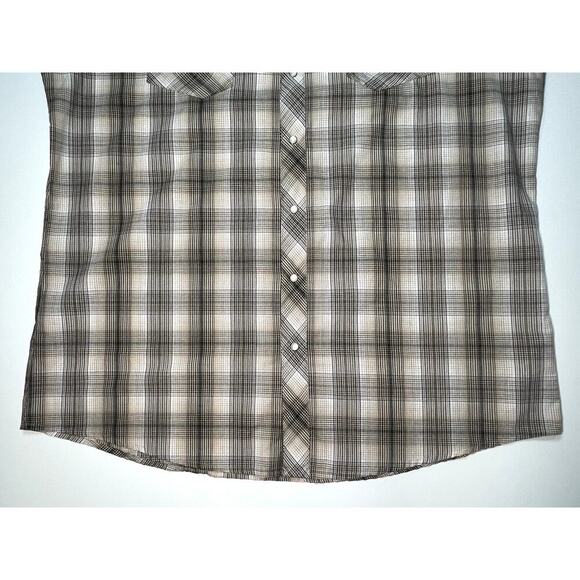 Wrangler Mens XL Wrancher Snap Shirt Plaid Short Sleeve Workwear Western Farm - Picture 7 of 10